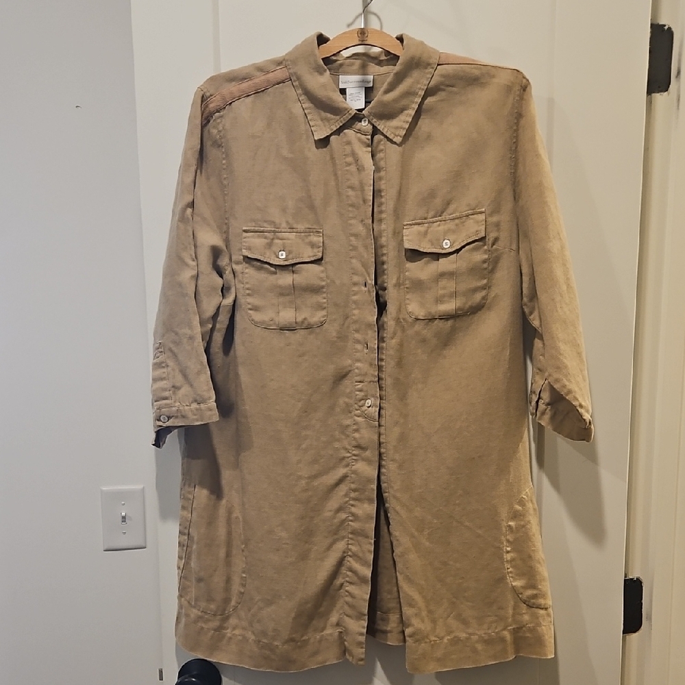 Soft Surroundings Khaki Tan Linen Women's Tunic - 1X